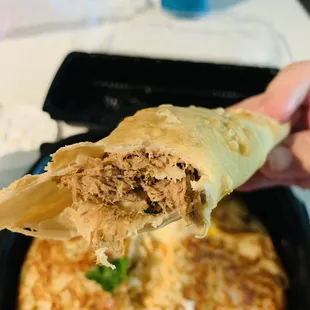 The carne seca inside... delicious meat inside and flavorful outside shell!