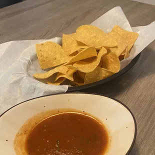 Chips and salsa- salsa is served warm