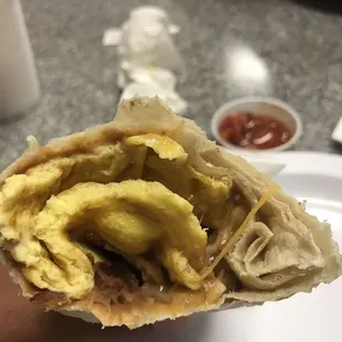 Bacon breakfast burrito