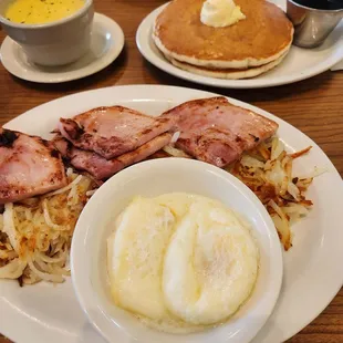 My ham breakfast combo with a side of hollandaise.