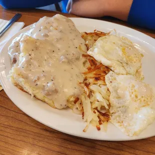 His one biscuit breakfast combo.