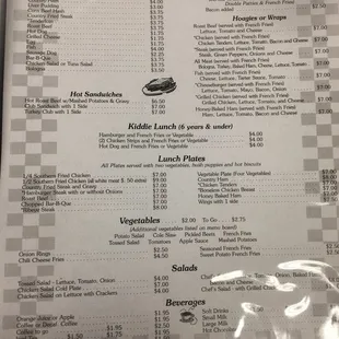 the menu for the lunch