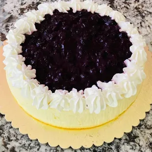 Blueberry cheesecake. Real blueberries as topping