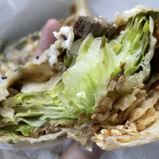 Beef jian bing- 95% iceberg lettuce :(