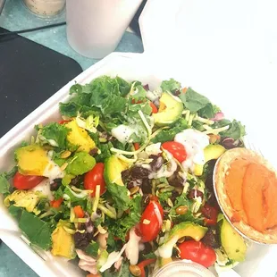 Kale Salad with yam pie- that poppyseed dressing is so good!