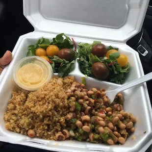 Quinoa, black eyed pea salad and kale