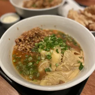 Signature spicy ramen with dumplings