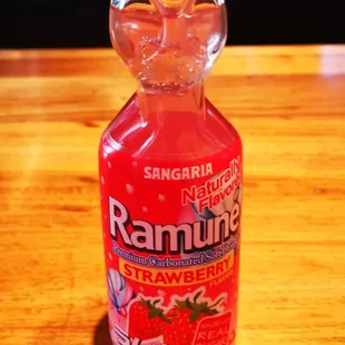 a bottle of ramune strawberry water