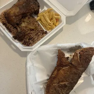 Fried snapper and Haitian fried chicken