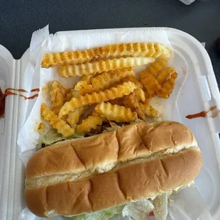Chicken Philly with fries