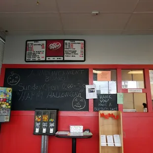 a menu and a chalkboard