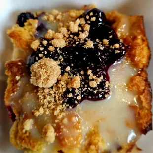 Blueberry Cobbler Bread Pudding