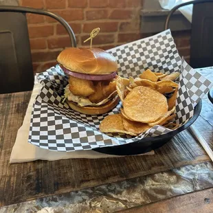 Fried Cod Sandwich and Saratoga Chips