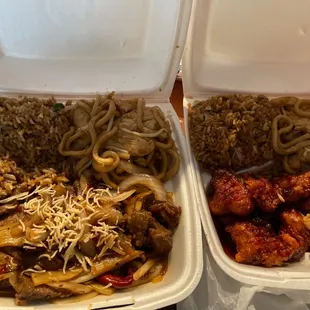 Lunch special: Mongolian beef and orange chicken