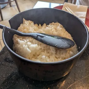 Steamed white rice.