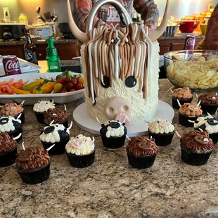 Custom cow cake and cupcakes!