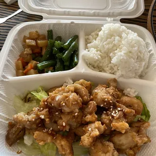 Garlic Chicken Bento with Steamed Rice
