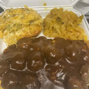 Meatballs, Rice broccoli casserole, cabbage