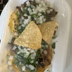 Small street tacos of asada and al pastor $1.99 ea