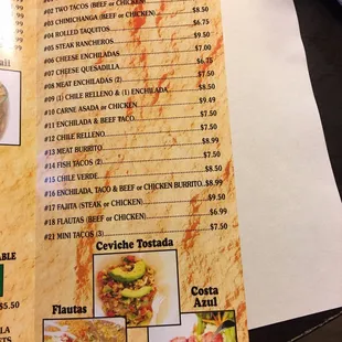 menu