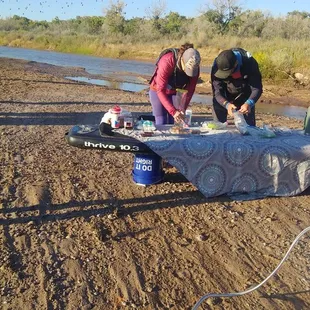 The makeshift table for s'mores and cocoa