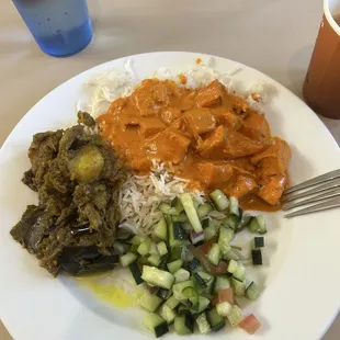 Chicken tikka masala and eggplant