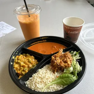  a plate of food and a drink