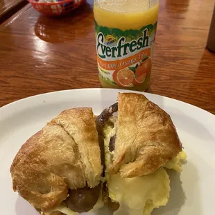 Delicious sausage egg and cheese croissant !