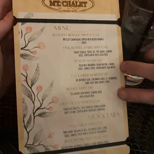 Cocktail menu