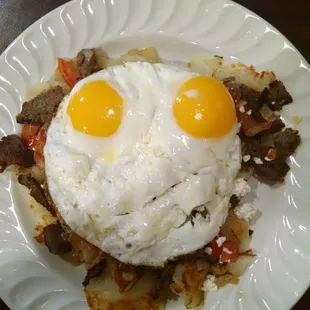 I thought I was looking in a mirror when this arrived!! Gyro Skillet on special today.