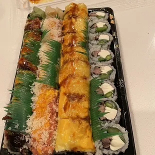 a closeup of the sushi