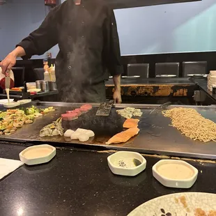 Hibachi artist at work