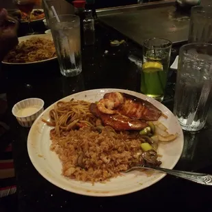 Hibachi-salmon and Mt. Fuji Iced Tea
