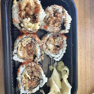 Spider Roll, 5 pieces, not 6 as is on the menu and online