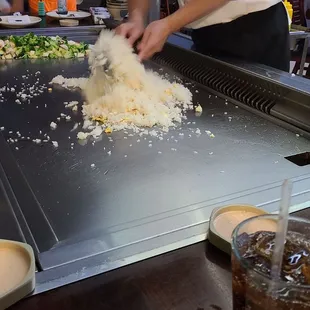 Fried rice in the making