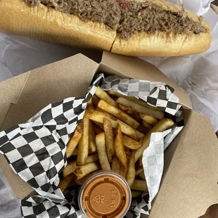 #1 and Cajun fries with chipotle sauce