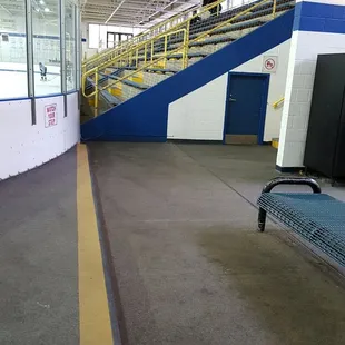 Concrete stadium-style bleachers.
