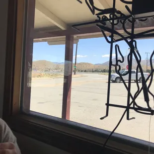 a man looking out a window