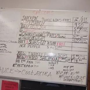 ows menus on a whiteboard