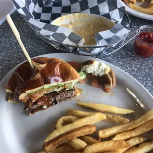 MPG Fritter  with  . And the aftermath of the  with . Not shown was the garden  with balsamic. All of it was fantastic!