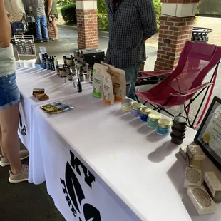  man and a woman standing at a table