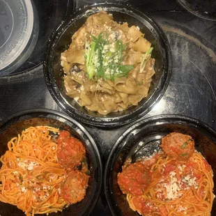 Two kids pastas and one adult pasta...can you tell the difference?   $36 bucks.   Austin...What happened??