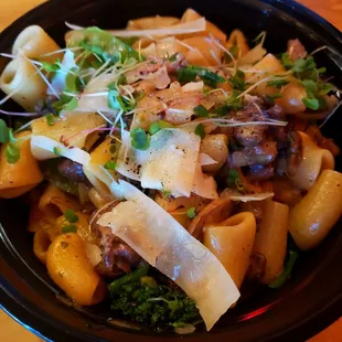 Pasta special, beef tips, broccoli, mushrooms...delicious!
