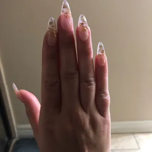 Gorgeous sculpted clear gold nails by Lisa