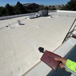 a flat roof being installed