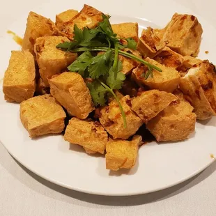 Spicy deep fried bean curd tofu