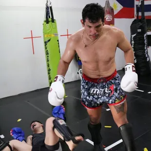 Clinch and trips part of some days' lessons. Can talk to your partner if want to go light or not fall due to body issues or just cause. :]