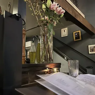 a vase of flowers on a table