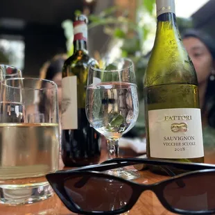 glasses and a bottle of wine