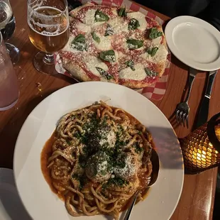 Spaghetti and Meatballs and the Maggie Pizza